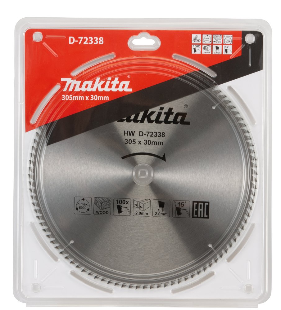 Disco Sierra Circular , Standard T C T 305 X 30 Mm, 100 D Makita D-72338 305X30 Mm corte - Imagen 3