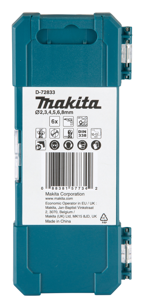 Estuche de Brocas de Metal Hss-tin, 2 - 8 Mm, 6 Piezas Makita D-72833 perforación fijación - Imagen 2