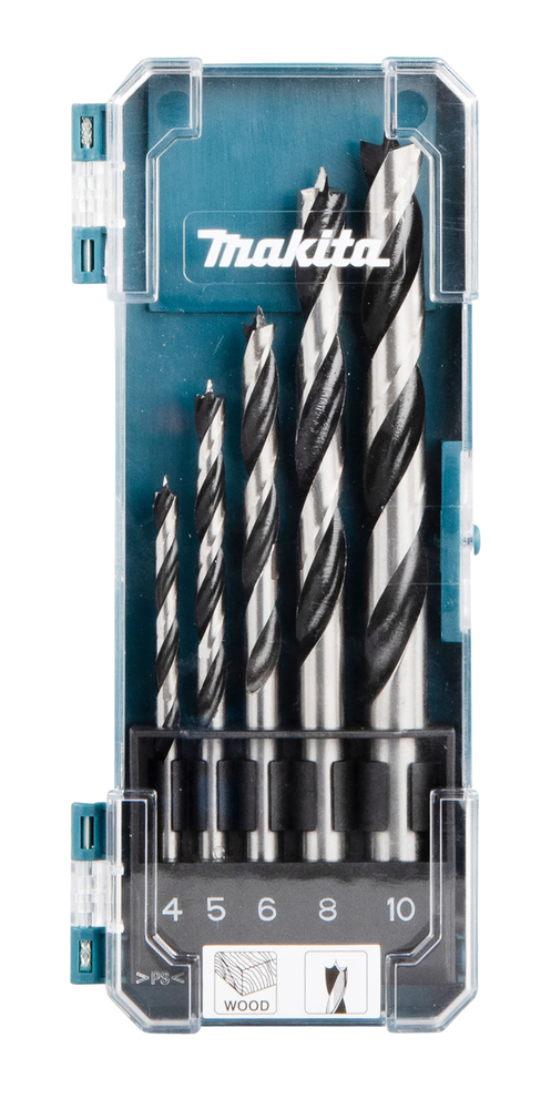 Estuche de Brocas para Madera HSS 4-5-6-8-10 Mm 5 Piezas Makita D-72861 4 Mm perforación fijación - Imagen 2