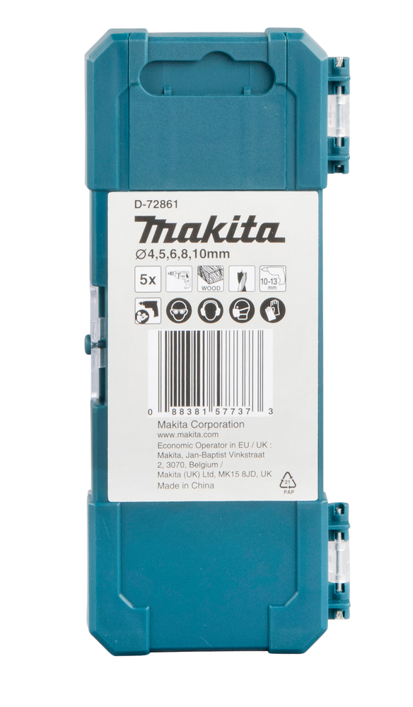 Estuche de Brocas para Madera HSS 4-5-6-8-10 Mm 5 Piezas Makita D-72861 4 Mm perforación fijación - Imagen 3