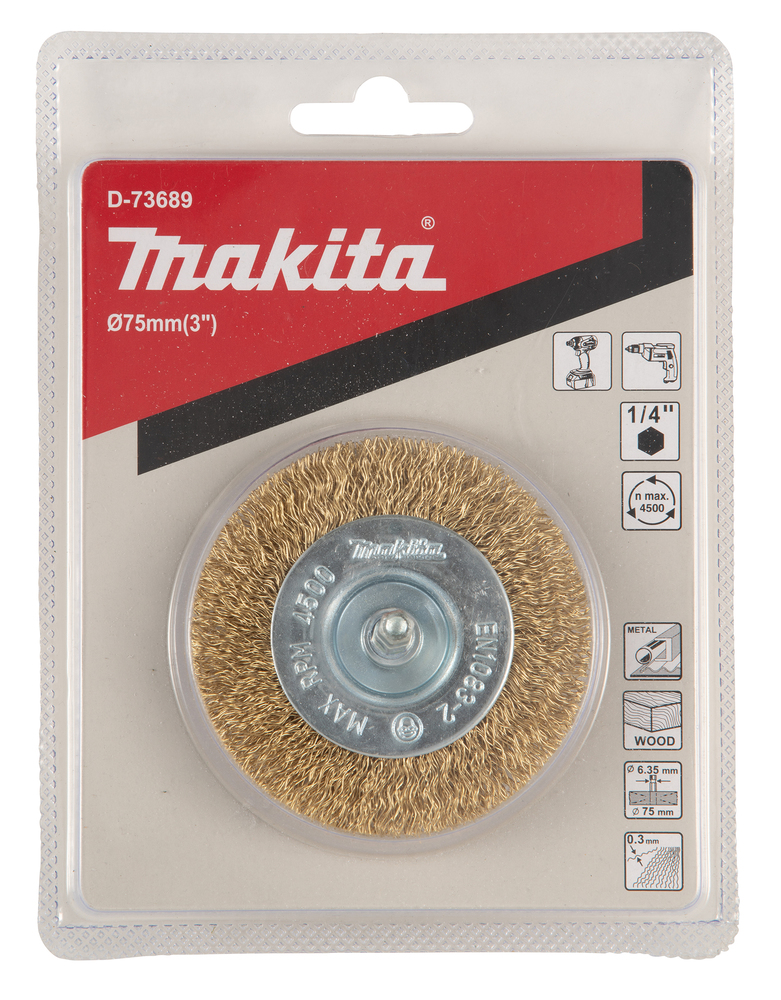 Cepillo Oblicuo Latonado para Taladro, 75 Mm, 0,3 Mm, 1/4" Makita D-73689 trabajo metal latón - Imagen 3