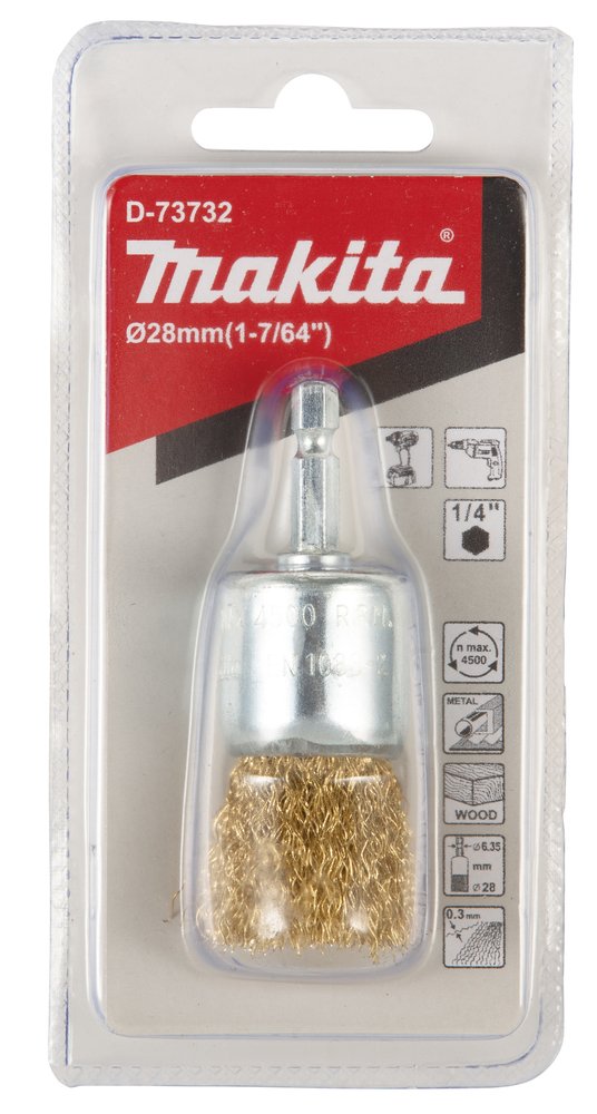 Cepillo de Acabado Latonado para Taladro, 28 Mm, 0,3 Mm, 1/4" Makita D-73732 trabajo metal latón - Imagen 3