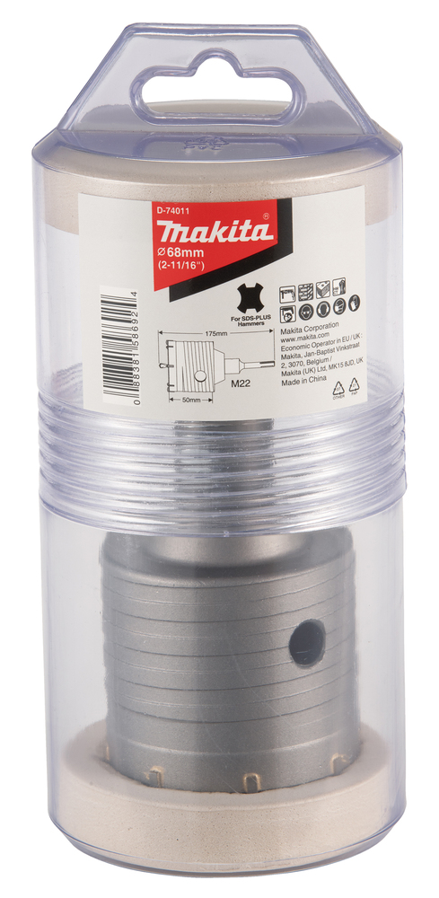 Set de Broca de Corona para Sds-plus, 68 Mm Makita D-74011 175 Mm perforación fijación - Imagen 3