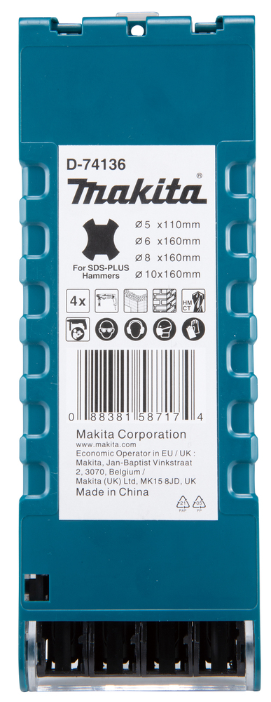 Estuche de Brocas T C T, para Sds-plus, 4 Piezas Makita D-74136 5X110 Mm 6X160 Mm perforación fijación - Imagen 2
