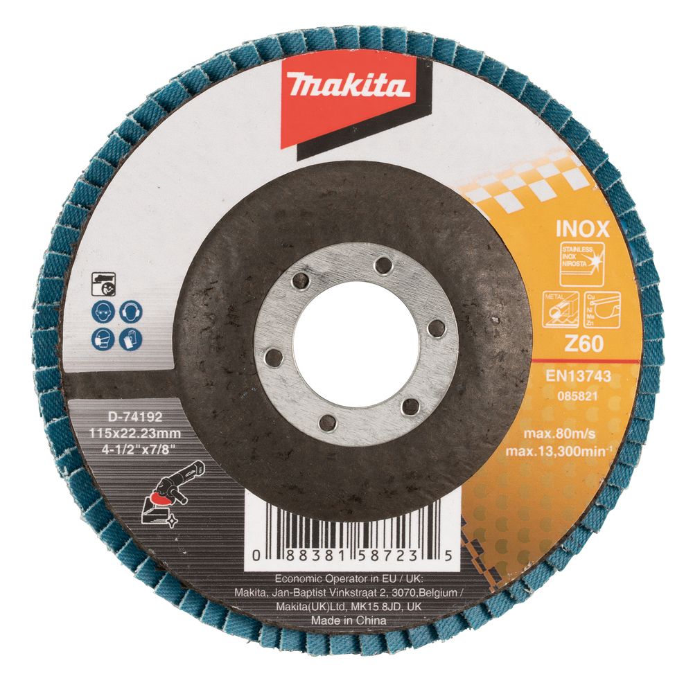 Disco de Láminas 115 X 22,23 Mm, Z60 Makita D-74192 115X22 Inox trabajo metal acero inoxidable