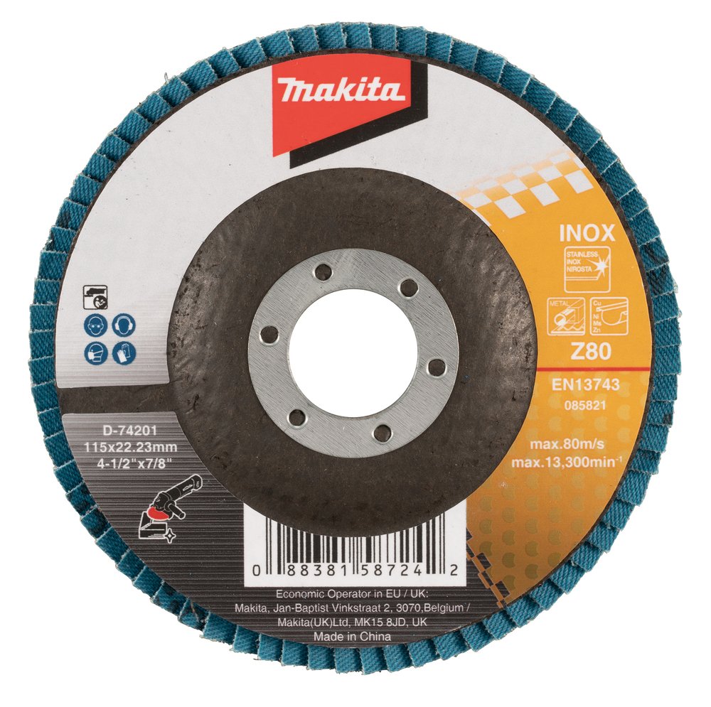 Disco de Láminas 115 X 22,23 Mm, Z80 Makita D-74201 115X22 Inox trabajo metal acero inoxidable
