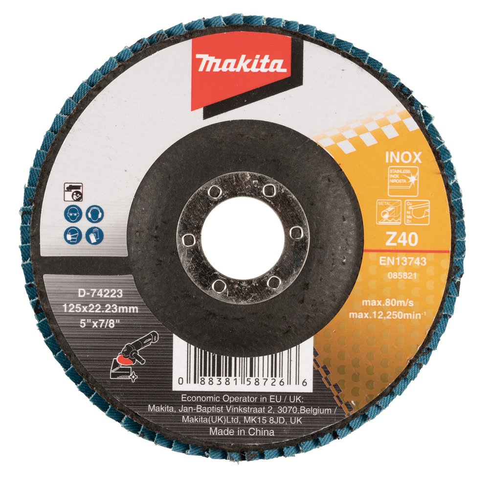 Disco de Láminas 125 X 22,23 Mm, Z40 Makita D-74223 125X22 Inox trabajo metal acero inoxidable