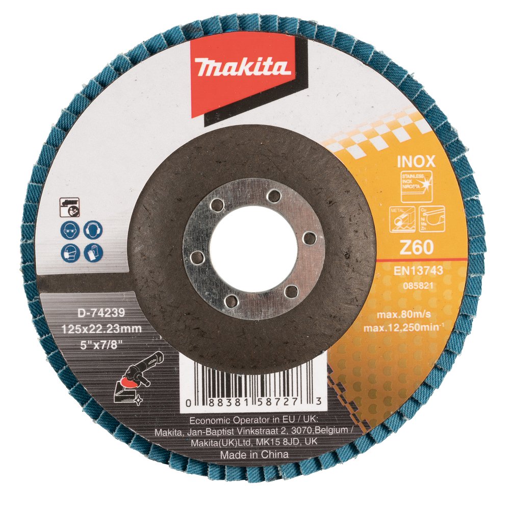 Disco de Láminas 125 X 22,23 Mm, Z60 Makita D-74239 125X22 Inox trabajo metal acero inoxidable