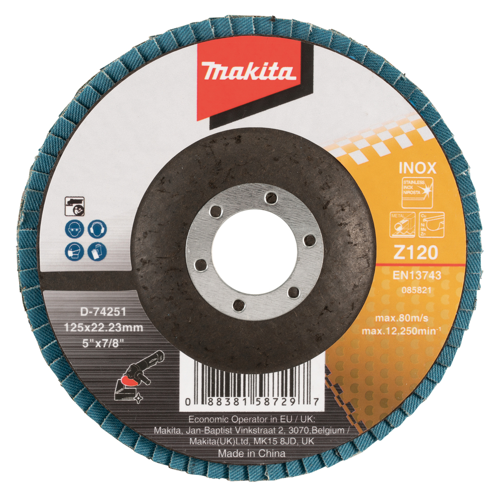 Disco de Láminas 125 X 22,23 Mm, Z120 Makita D-74251 125X22 Inox trabajo metal acero inoxidable