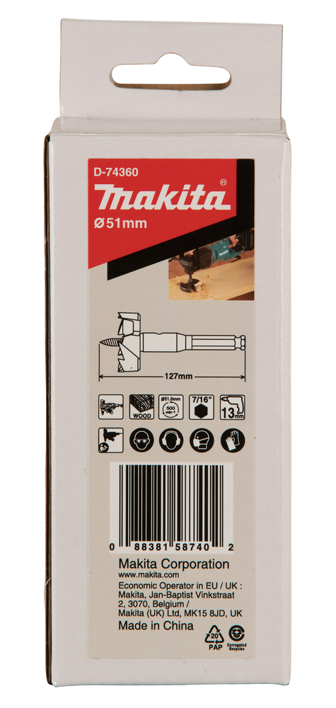 Broca Autoalimentada 51 X 127 Mm Makita D-74360 51X127 Mm perforación fijación - Imagen 3