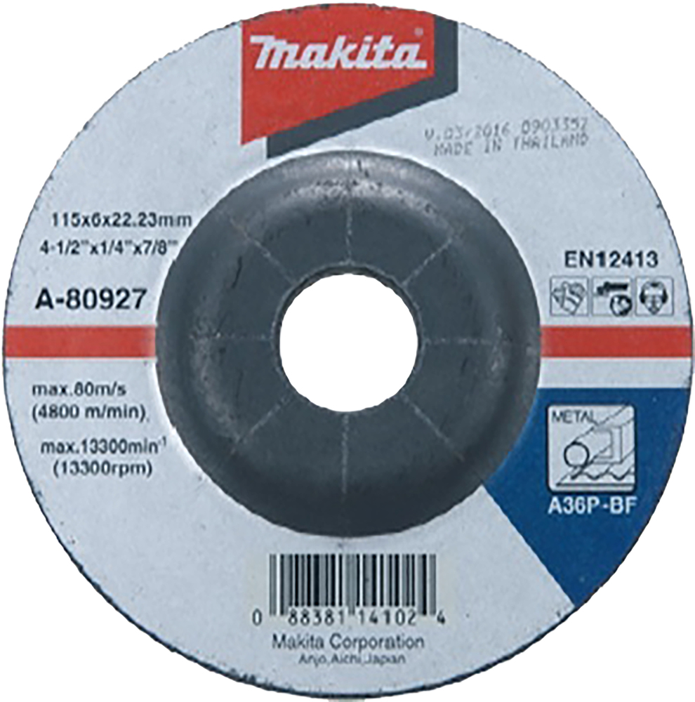 Discos de Debarbe METAL 115X6,0X22,23 Mm Makita D-74485 115X6,0X22,23 MM trabajo