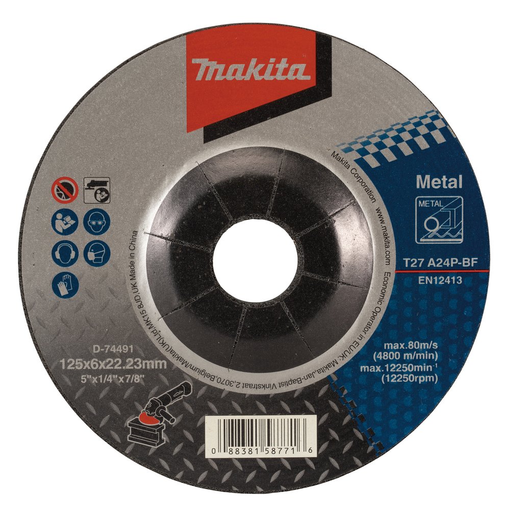 Discos de Debarbe METAL 125X6,0X22,23 Mm Makita D-74491 125X6,0X22,23 MM trabajo
