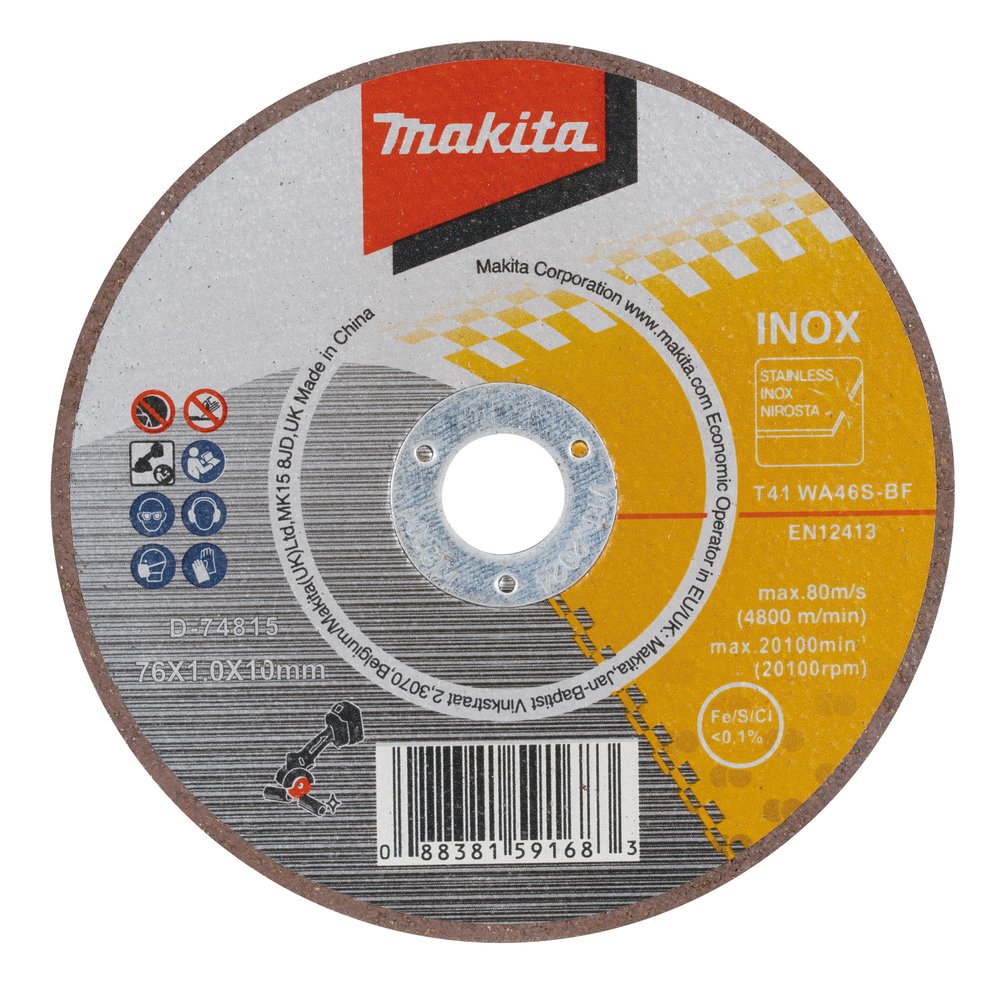 Disco Abrasivo, 76 X 10 Mm, 5 Piezas Makita D-74815-5 76X10 Mm Inox trabajo metal acero inoxidable - Imagen 2