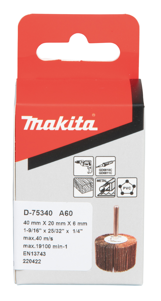 Cepillo Lijas Taladro, Ø40 X 20 Mm, A60 Makita D-75340 40X20 trabajo metal - Imagen 3