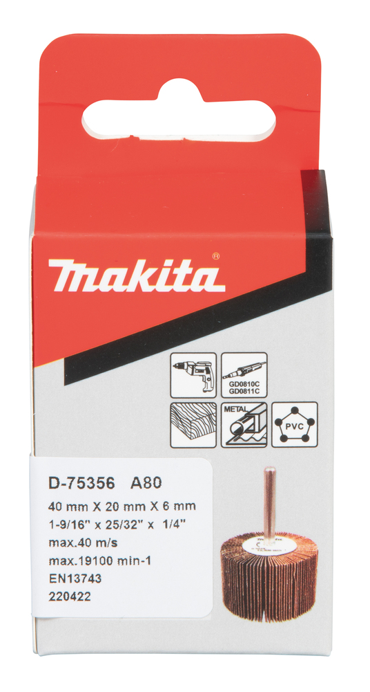 Cepillo Lijas Taladro, Ø40 X 20 Mm, A80 Makita D-75356 40X20 trabajo metal - Imagen 3
