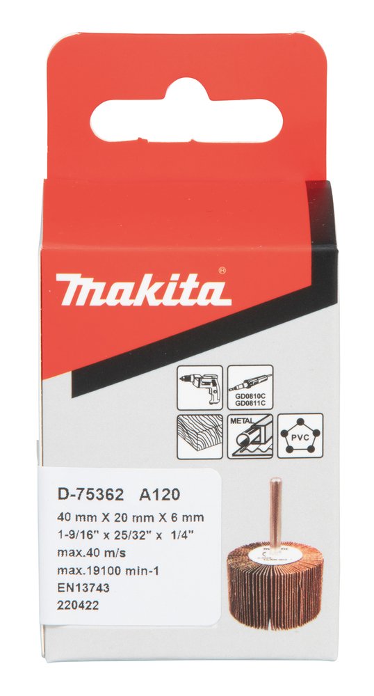 Cepillo Lijas Taladro, Ø40 X 20 Mm, A120 Makita D-75362 40X20 trabajo metal - Imagen 3