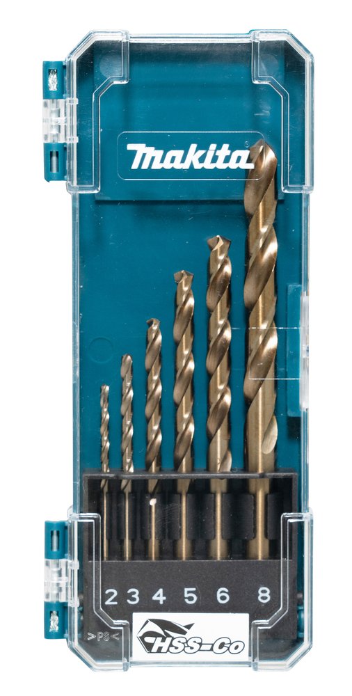 Estuche de Brocas para Metal Hss-co 2-3-4-5-6-8 Mm 6 Piezas Makita D-75758 8 MM Inox perforación fijación acero inoxidable