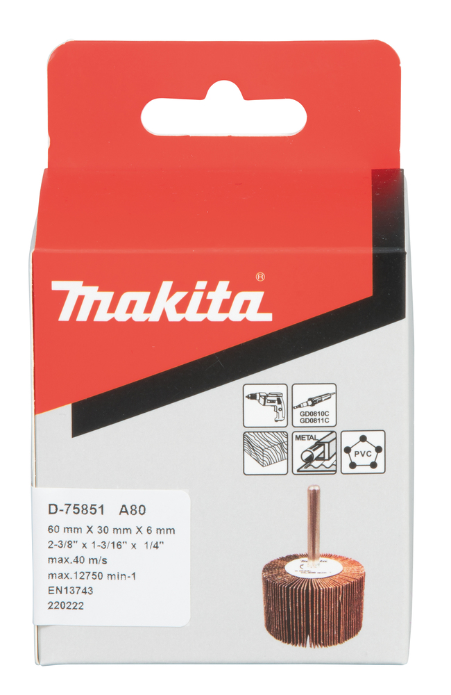 Cepillo Lijas Taladro, Ø60 X 30 Mm, A80 Makita D-75851 60X30 trabajo metal - Imagen 3