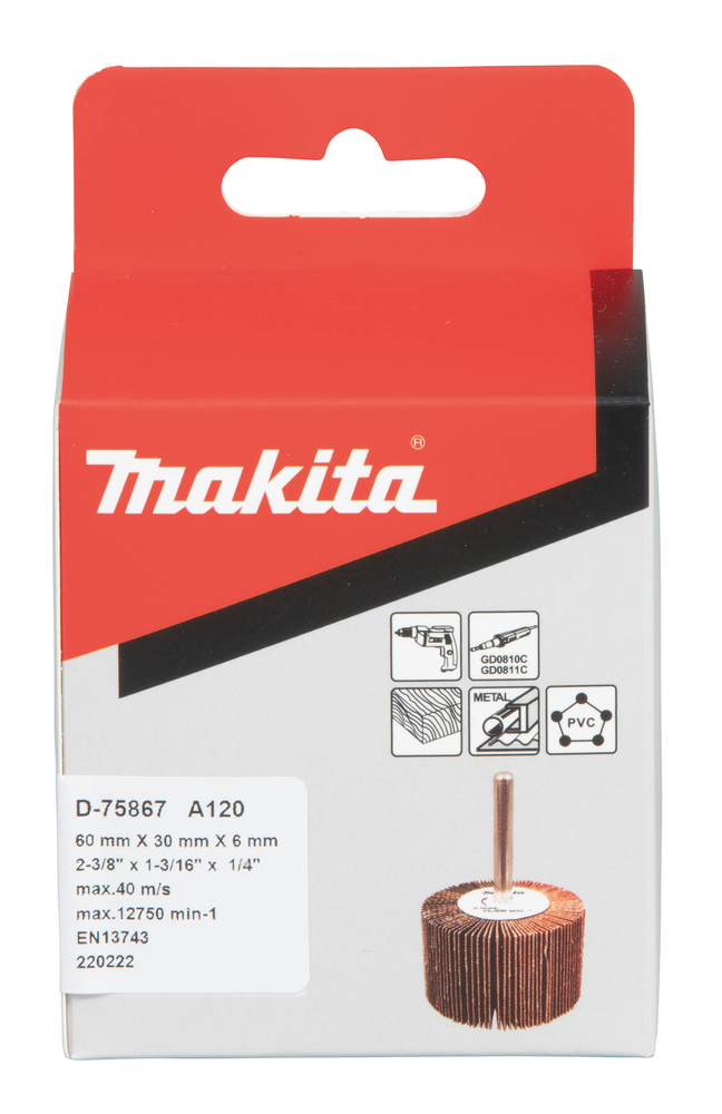 Cepillo Lijas Taladro, Ø60 X 30 Mm, A120 Makita D-75867 60X30 trabajo metal - Imagen 3