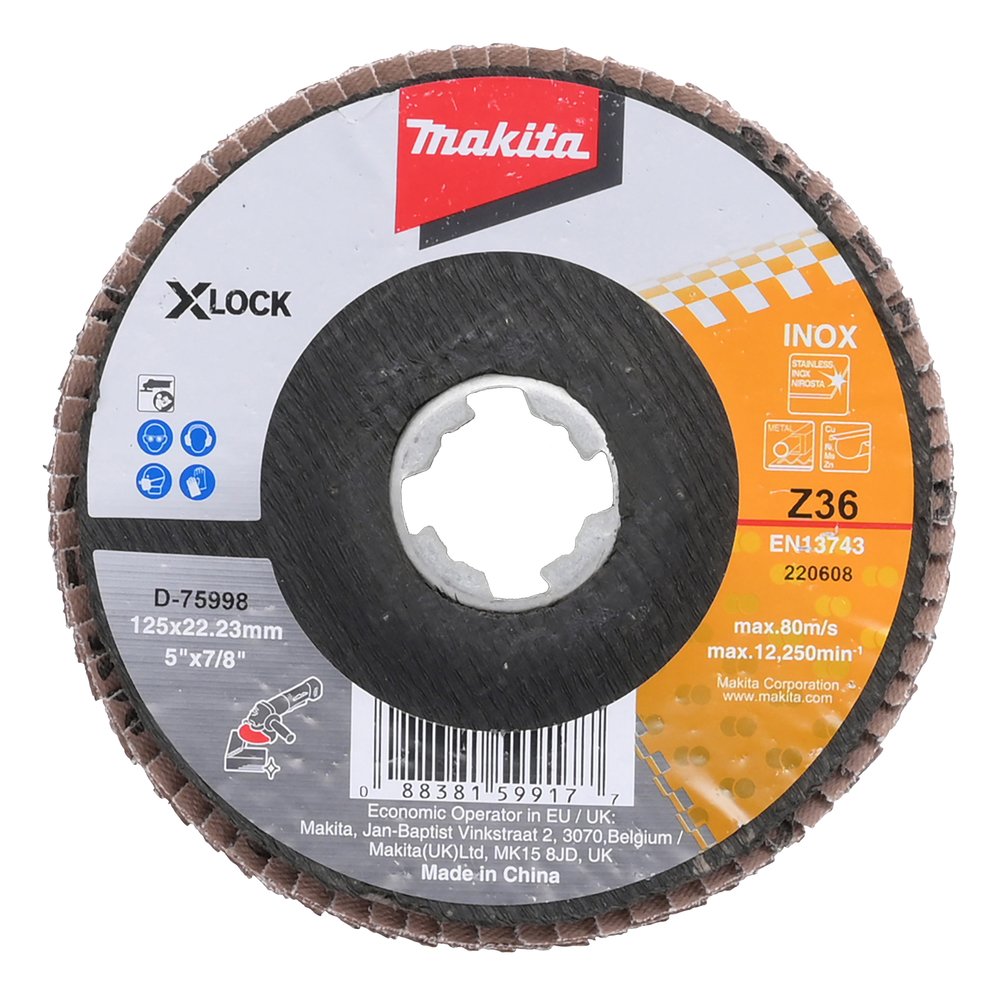 Disco de Láminas X-lock, 125 Mm, Z36 Makita D-75998 Inox trabajo metal acero inoxidable