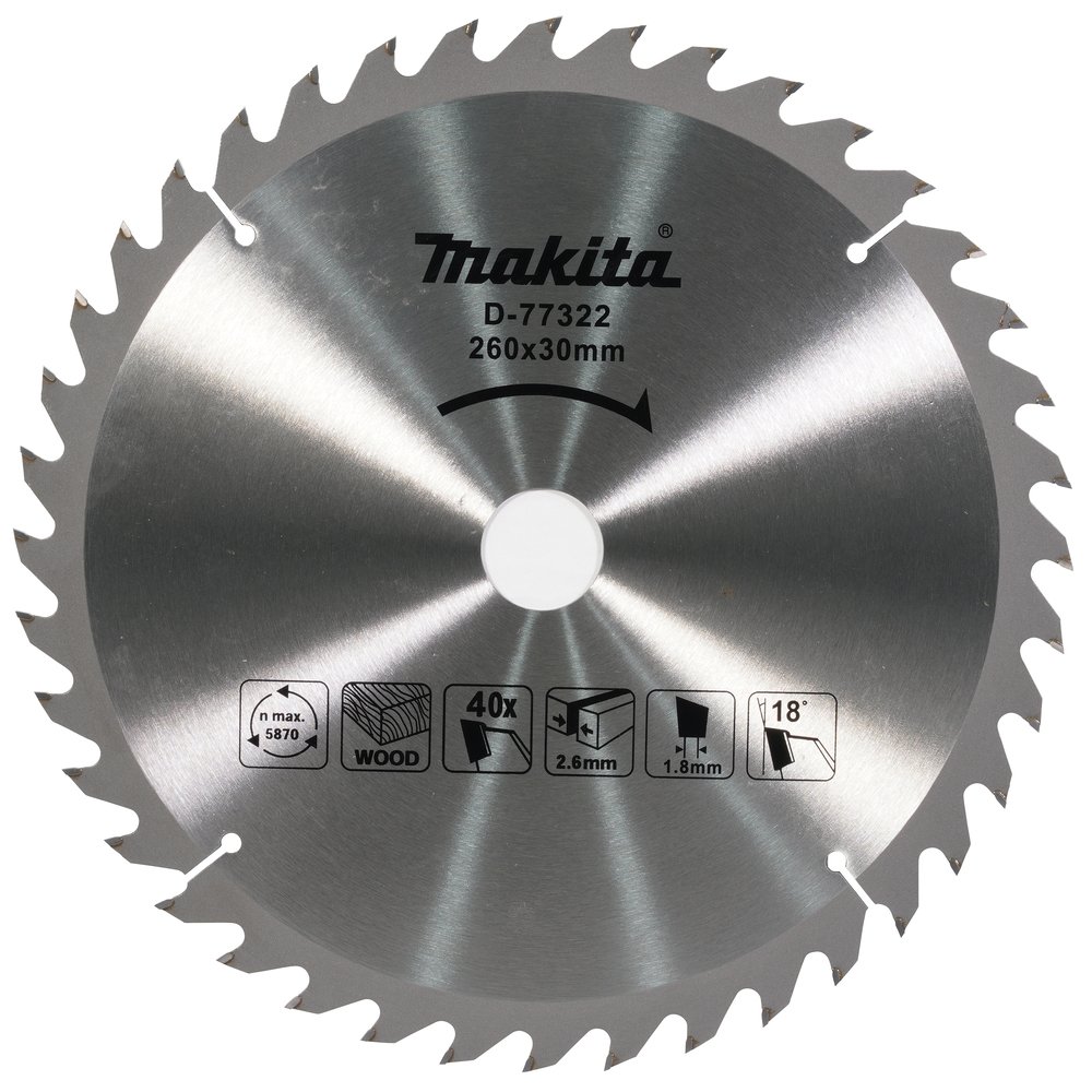Disco Sierra Circular 260 X 40D X 30 Mm Makita D-77322 260 Mm corte