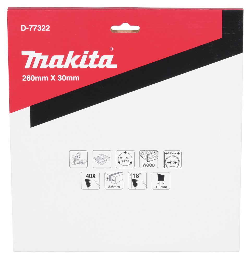 Disco Sierra Circular 260 X 40D X 30 Mm Makita D-77322 260 Mm corte - Imagen 3