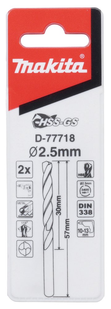 Brocas Metal Hss-gs Makita D-77718 5X57 Mm 5 Mm perforación fijación - Imagen 2