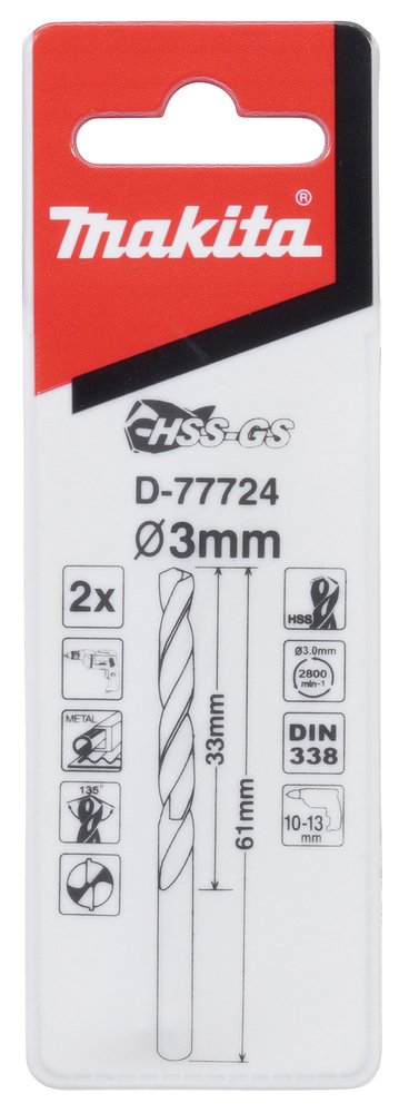 Brocas Metal Hss-gs Makita D-77724 0X61 Mm 0 Mm perforación fijación - Imagen 2