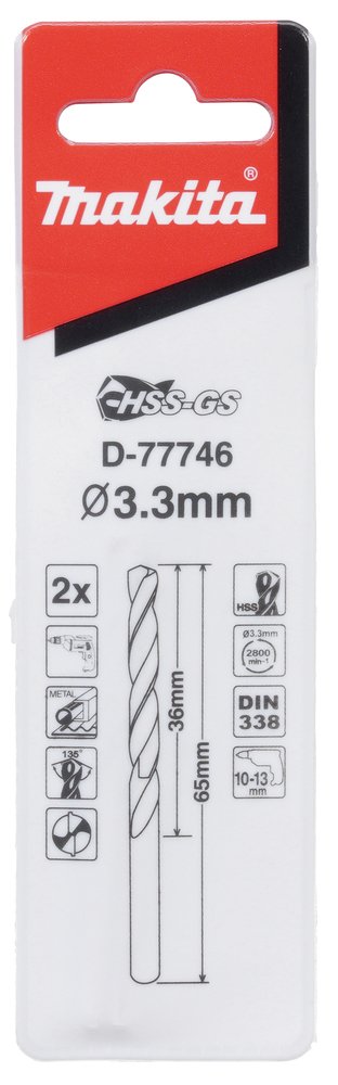 Brocas Metal Hss-gs Makita D-77746 3X65 Mm 3 Mm perforación fijación - Imagen 2