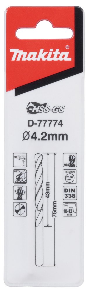 Brocas Metal Hss-gs Makita D-77774 2X75 Mm 2 Mm perforación fijación - Imagen 2