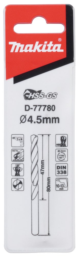 Brocas Metal Hss-gs Makita D-77780 5X80 Mm 5 Mm perforación fijación - Imagen 2