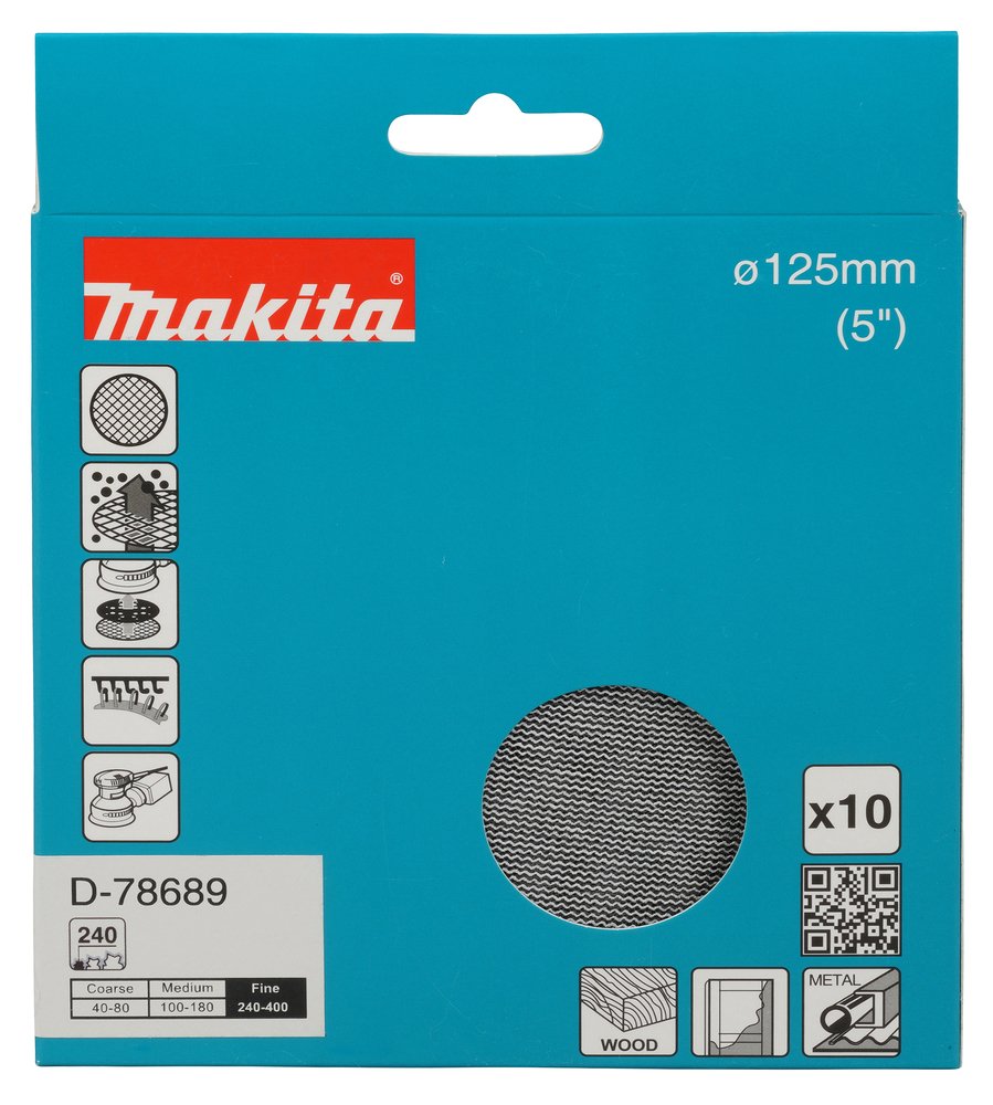Disco de Lija, 125 Mm, A240 Makita D-78689 abrasivo pulido - Imagen 5