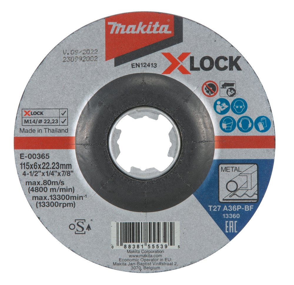 Disco de Desbaste X-lock, 115 X 6,0 Mm, A36P Makita E-00365 115X6 trabajo metal