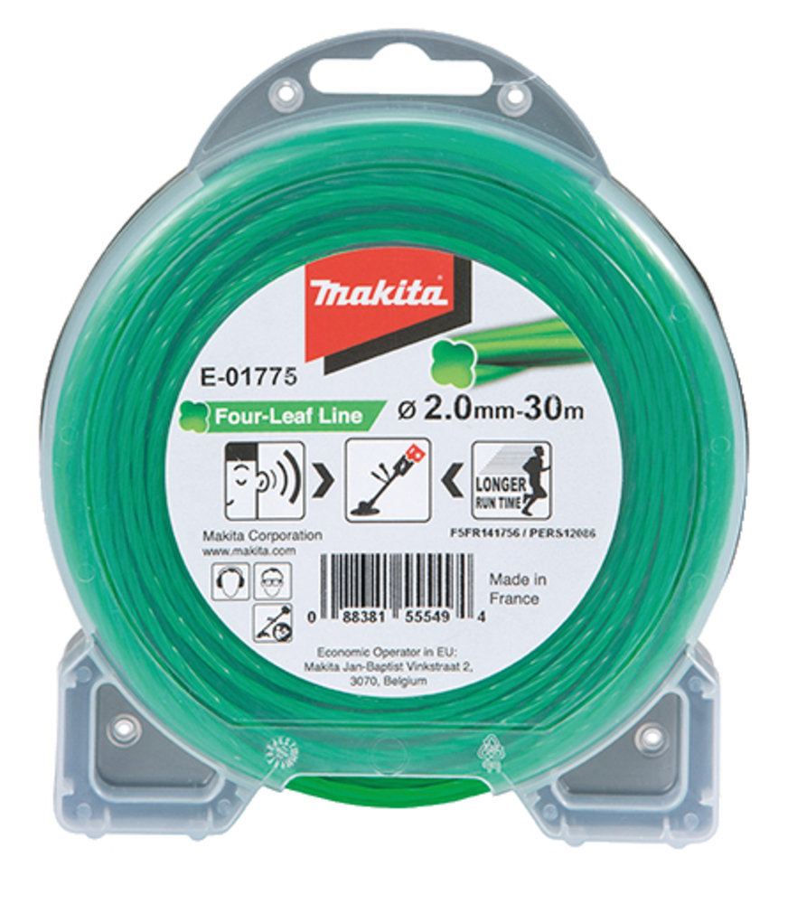 Hilo de Cuatro Hojas de Nylon de 2,0 Mm X 30 M Makita E-01775 Verde gasolina jardín - Imagen 3