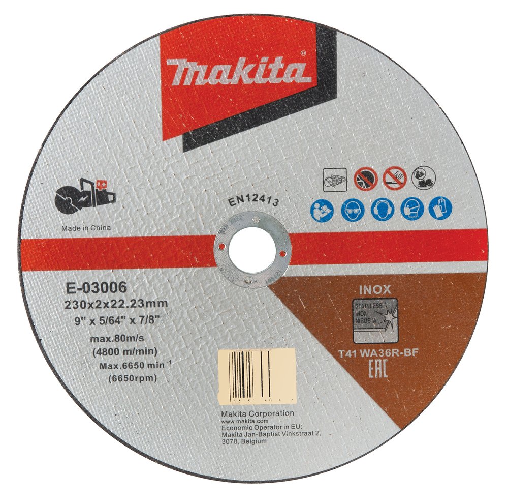 Disco de Corte 230 X 2,0 X 22,23 Mm, WA36R Makita E-03006-25 230X2 Inox trabajo metal acero inoxidable - Imagen 2