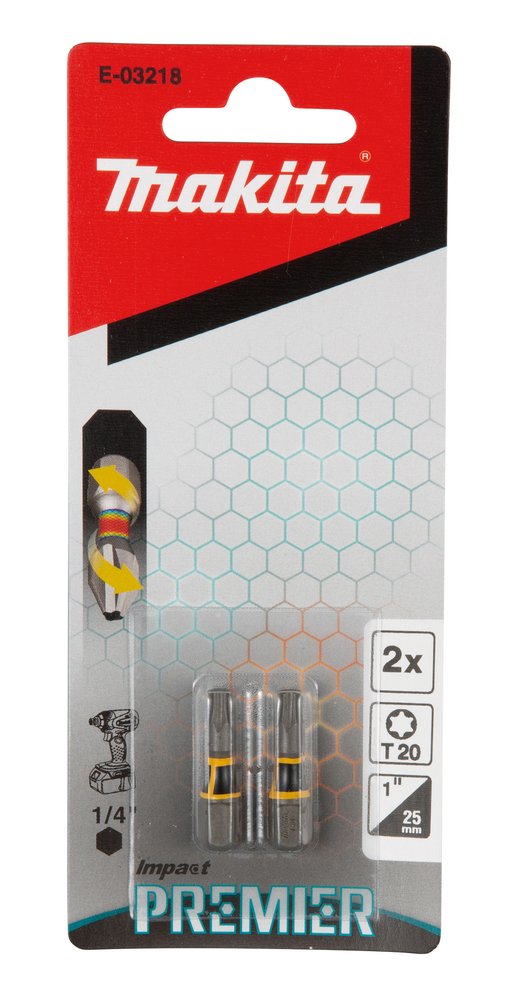 Punta Torsión Impact Premier, D 20, 25 Mm, 1/4", 2 Piezas Makita E-03218 145X60X8 Mate perforación fijación - Imagen 4