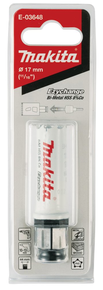 Broca de Corona Bim 17 Mm, Ezychange Makita E-03648 Inox perforación fijación acero inoxidable · aluminio - Imagen 3