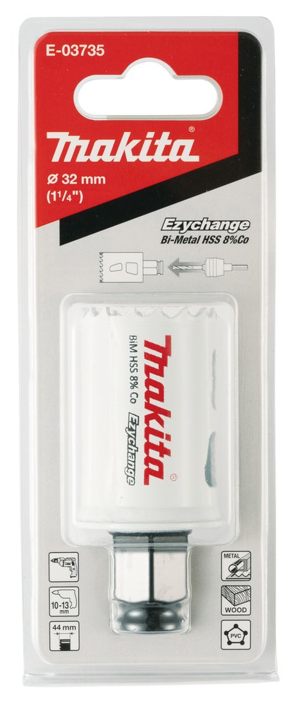 Broca de Corona Bim 32 Mm, Ezychange Makita E-03735 Inox perforación fijación acero inoxidable · aluminio - Imagen 3