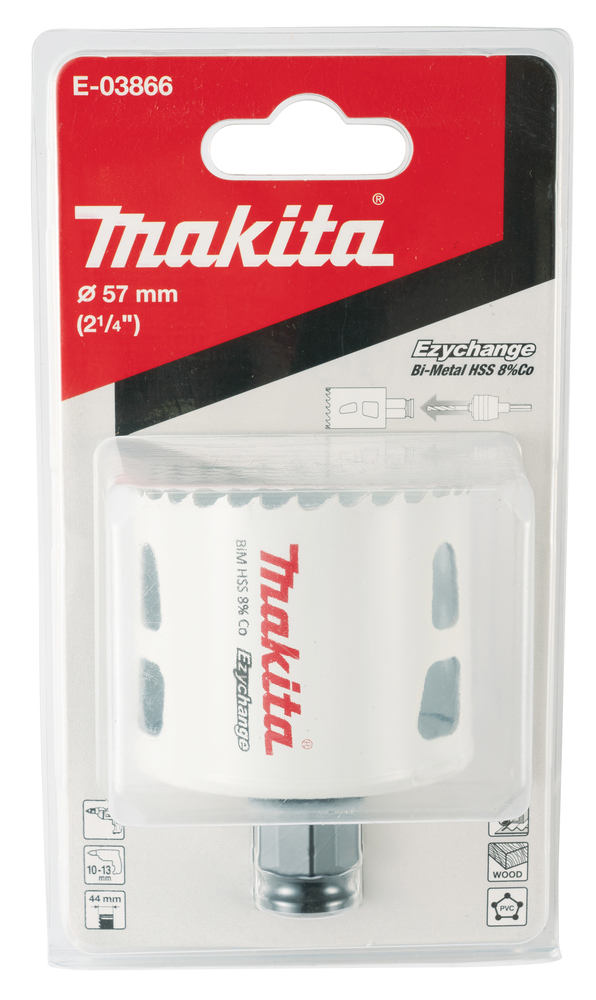 Broca de Corona Bim 57 Mm, Ezychange Makita E-03866 Inox perforación fijación acero inoxidable · aluminio - Imagen 4