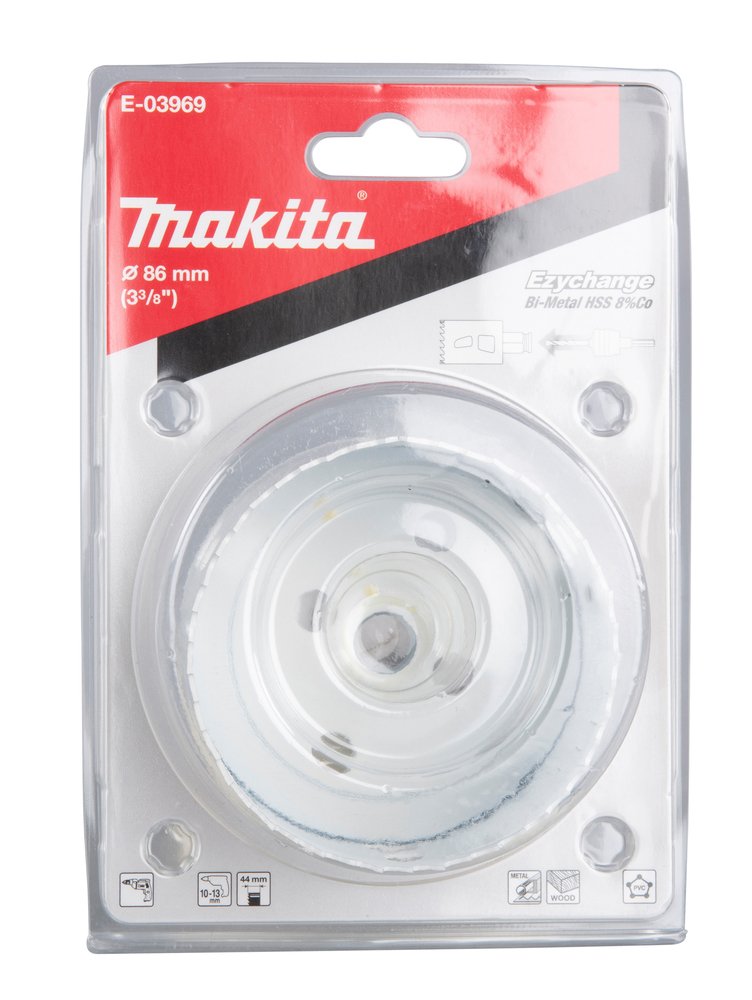 Broca de Corona Bim 86 Mm, Ezychange Makita E-03969 Inox perforación fijación acero inoxidable · aluminio - Imagen 4