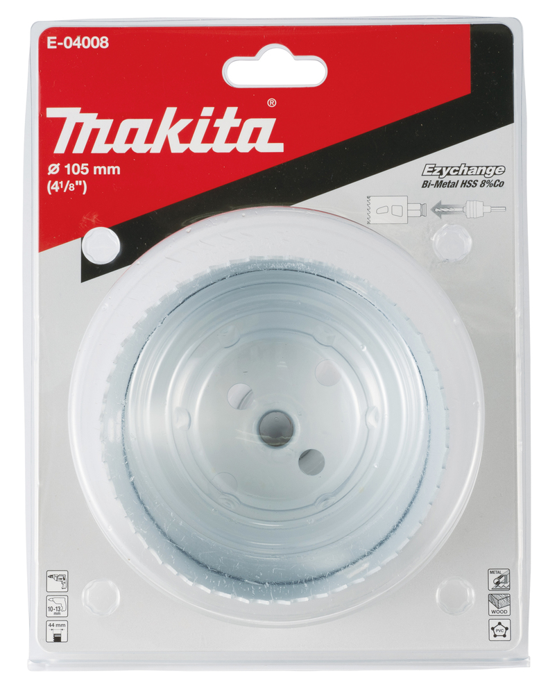 Broca de Corona Bim 105 Mm, Ezychange Makita E-04008 Inox perforación fijación acero inoxidable · aluminio - Imagen 3