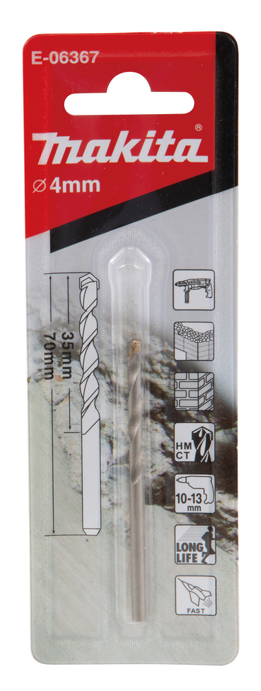 Broca para Mamposteria 4 X 70 Mm, T C T Makita E-06367 4X70 Mm perforación fijación