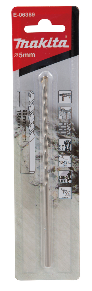 Broca para Mamposteria 5 X 150 Mm, T C T Makita E-06389 5X150 Mm perforación fijación