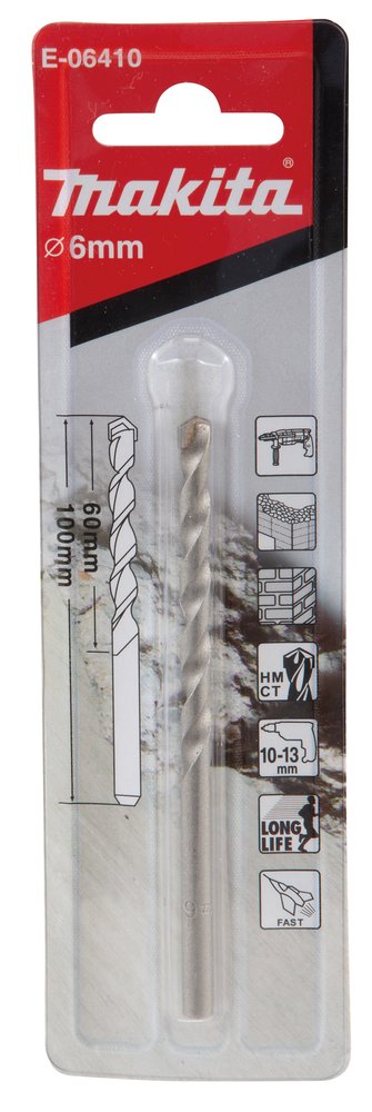Broca para Mamposteria 6 X 100 Mm, T C T Makita E-06410 6X100 Mm perforación fijación