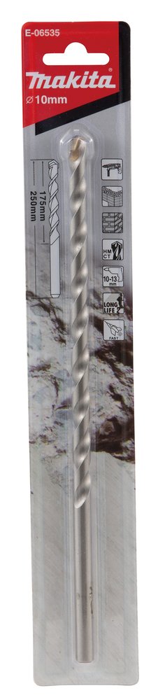 Broca T C T con Inserción Recta 10 X 250 Mm Makita E-06535 10X250 Mm perforación fijación