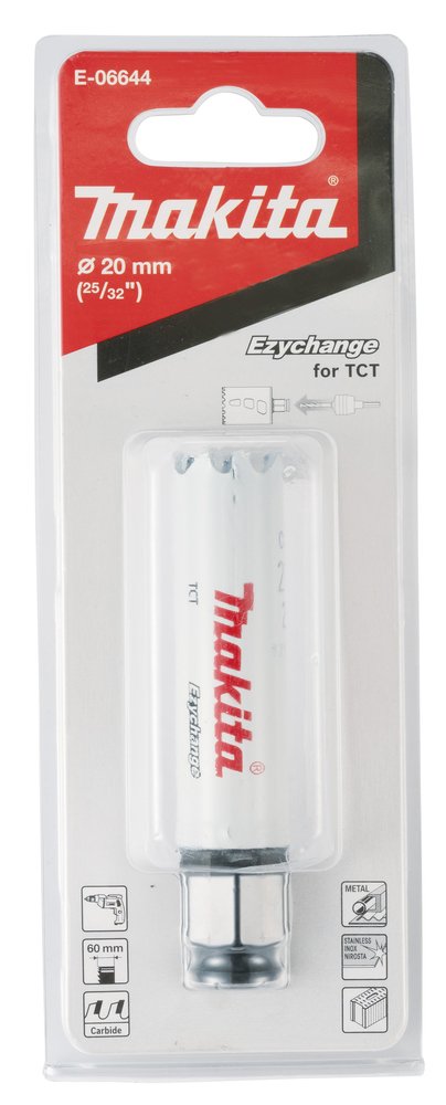 Broca de Corona T C T 20 Mm, Ezychange Makita E-06644 Inox perforación fijación acero inoxidable · aluminio - Imagen 3