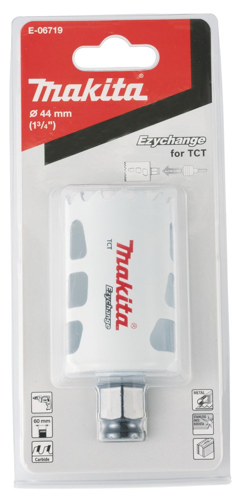 Broca de Corona T C T 44 Mm, Ezychange Makita E-06719 Inox perforación fijación acero inoxidable · aluminio - Imagen 3