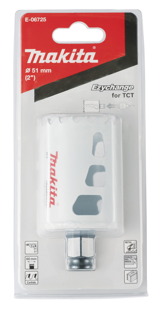 Broca de Corona T C T 51 Mm, Ezychange Makita E-06725 Inox perforación fijación acero inoxidable - Imagen 3