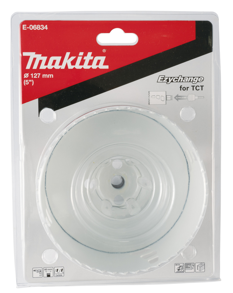 Broca de Corona T C T 127 Mm, Ezychange Makita E-06834 Inox perforación fijación acero inoxidable · aluminio - Imagen 3