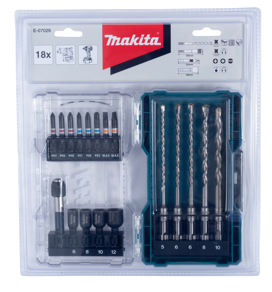 Set de Puntas y Brocas 18 Piezas Makita E-07026 48 Mm 50 Mm perforación fijación - Imagen 3